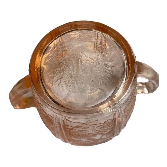 Vintage 1930s Jeanette Glass Sugar Dish Pink Cherry Blossom excellent condition - Picture 3 of 3